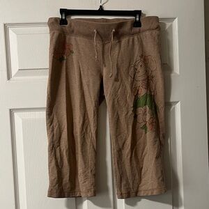 Aeropostale Brown Capris with Floral Design